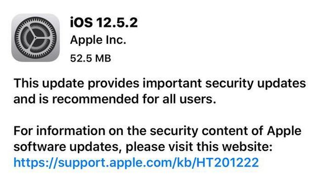 随州苹果手机维修分享iOS12.5.2发布，建议所有老苹果用户安装 